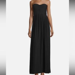 Parker Black Bayou Silk Strapless Pleated Cocktail Gown